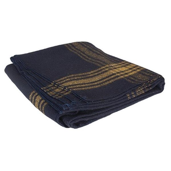 Emerald Health Bioceuticals FoxOutdoor 818-12  Mustard-Striped Navy Wool Blanket 818-12